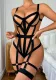Lace Lace-Up Patchwork Hollow Sexy Bodysuit