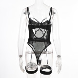 Lacemesh Hollow High-Waisted Garter Sexy One-Piece Bodysuit