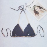 Metal Jewelry Chain Halter Neck Adult Women's Two Pieces Sexy Bikini Swimsuit