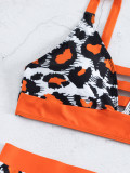 Plus Size Digital Print High Waist Two Pieces Bikini Swimsuit