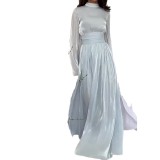 Spring Round Neck French Luxury Long Dress