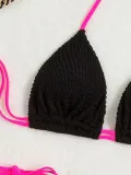 Sexy Halter Neck Lace-Up Two Pieces Swimsuit Women's Solid Color High Waist Triangle Bikini Swimwear