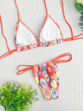 Sexy Lace-Up Printed Bikini Swimsuit For Women