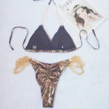 Metal Jewelry Chain Halter Neck Adult Women's Two Pieces Sexy Bikini Swimsuit