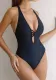 Solid Color Low Back One Piece Swimsuit For Women