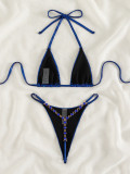 Sexy Two Pieces Bikini Beach Rhinestone Triangle Swimsuit
