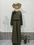 Spring Dubai Floral Lantern Sleeve Loose Dress Women's Skirt Two-Piece Set