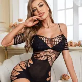 Women See-Through Off Shoulder Hollow Temptation Jumpsuit Net Sexy Lingerie