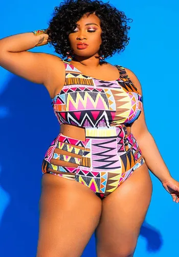 Plus Size Women Printed One Piece Swimwear