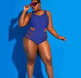 Plus Size Women Striped Graffiti Bikini One-piece Swimwear