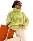 Women winter knitting outfit fluffy long sleeve sweater