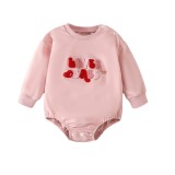 Valentine's Day Children's Clothing Spring Baby Girl Letter Embroidered Long Sleeve Onesie Bodysuit