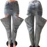 Fashionable Women's Clothing Stretch Casual Hollow Denim Pants