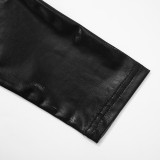 Women's Spring Long-Sleeved Zipper Crop Top Elastic Waist Shorts Two Piece Set
