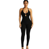 Spring Women's Sexy Casual Straps Low Neck High Waist Slim Long Jumpsuit