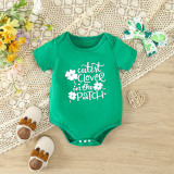 St. Patrick's Day Children's Clothing Spring Summer Style Baby Girl Clover Print Short Sleeve Bodysuit And Shorts Set