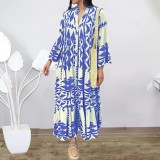 Plus Size Women's Spring Printed Loose Bohemian Dress For Women