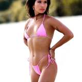 Solid Color Triangle Cup Thong Bikini Sexy Halter Neck Drawstring Adjustable Two Piece Swimsuit For Women