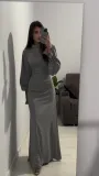Autumn Pleated Slim Waist Lace-Up Long Dress