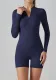 Solid Color Zipper Tight Fitting High Stretch Jumpsuit Sports Fitness Running Overalls Cargo Shorts Yoga Clothes