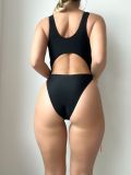 One-Piece Solid Color Sexy Swimsuit With Ribbons