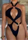 Sexy Solid Color Hollow One-Piece Swimsuit