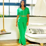 Fashion Casual Women's Short Sleeve Hooded Top Pocket Cargo Pants Women's Two Piece Set