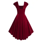 Women's Palace Style Retro Short Sleeve High Waist Chic A-Line Dress