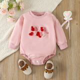 Valentine's Day Children's Clothing Spring Baby Girl Letter Embroidered Long Sleeve Onesie Bodysuit
