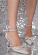 Women Rhinestone Pearl Bow Strap High Heel Toe Back Sandals