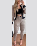 Spring And Autumn Street Trendy Women's Vest Cardigan Tight Fitting Pants Three-Piece Outfit