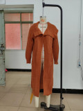 Women'S Casual Solid Color Long Knitting Cardigan Jacket