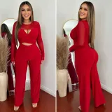 Sexy Patchwork Hollow Wide Leg Jumpsuit
