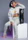 Fashion Women's Clothing Spring Solid Color Slit Lace-Up Hoodies Pants Two-Piece Set