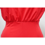 Fashionable Women's V-Neck Short-Sleeved Chic Slim-Fitting Back Slit Dress