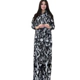 Women's Fashionable Loose Satin Printed Long-Sleeved Shirt Wide-Leg Trousers Two-Piece Set