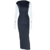 Women's Dress Solid Color Sexy Slash Shoulder Sleeveless Chic Casual Bodycon Dress
