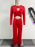 Sexy Patchwork Hollow Wide Leg Jumpsuit