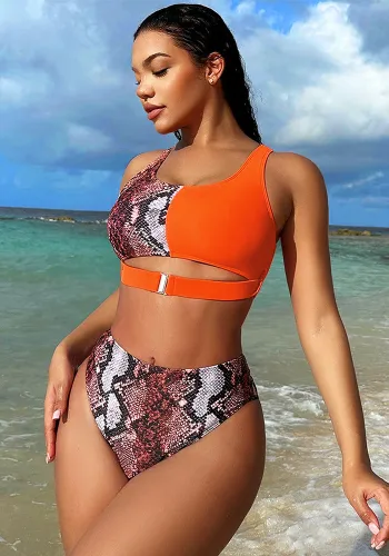 Print Sexy Triangle Bikini Women Two Pieces Swimsuit
