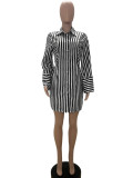 Women's Autumn And Winter Printed Striped Dress