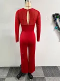 Sexy Patchwork Hollow Wide Leg Jumpsuit