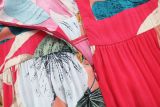 Summer Women's V-Neck Sleeveless Slit Printed Long Strap Dress