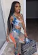 Women's Style Slim-Fitting Sexy Printed Sleeveless Two-Piece Pants Set