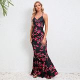 Sexy Slim-Fitting Straps Fishtail Long Dress Women's Clothing