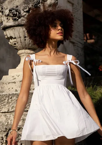 Women Summer Solid Lace-Up Skirt Patchwork Dress
