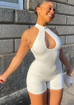Women's Spring Fashion Sexy Hollow Slim Round Neck Sleeveless Jumpsuit