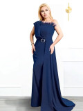 African Plus Size Women's One Shoulder Feather Maxi Dress Formal Party Bridesmaid Wedding Evening Dress
