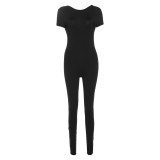 Spring Women's Sexy Low Back High Waist Tight Fitting Sports And Fitness Jumpsuit