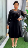 Africa Plus Size Spring And Winter Chic Beaded Evening Dress