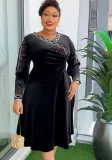 Africa Plus Size Spring And Winter Chic Beaded Evening Dress
